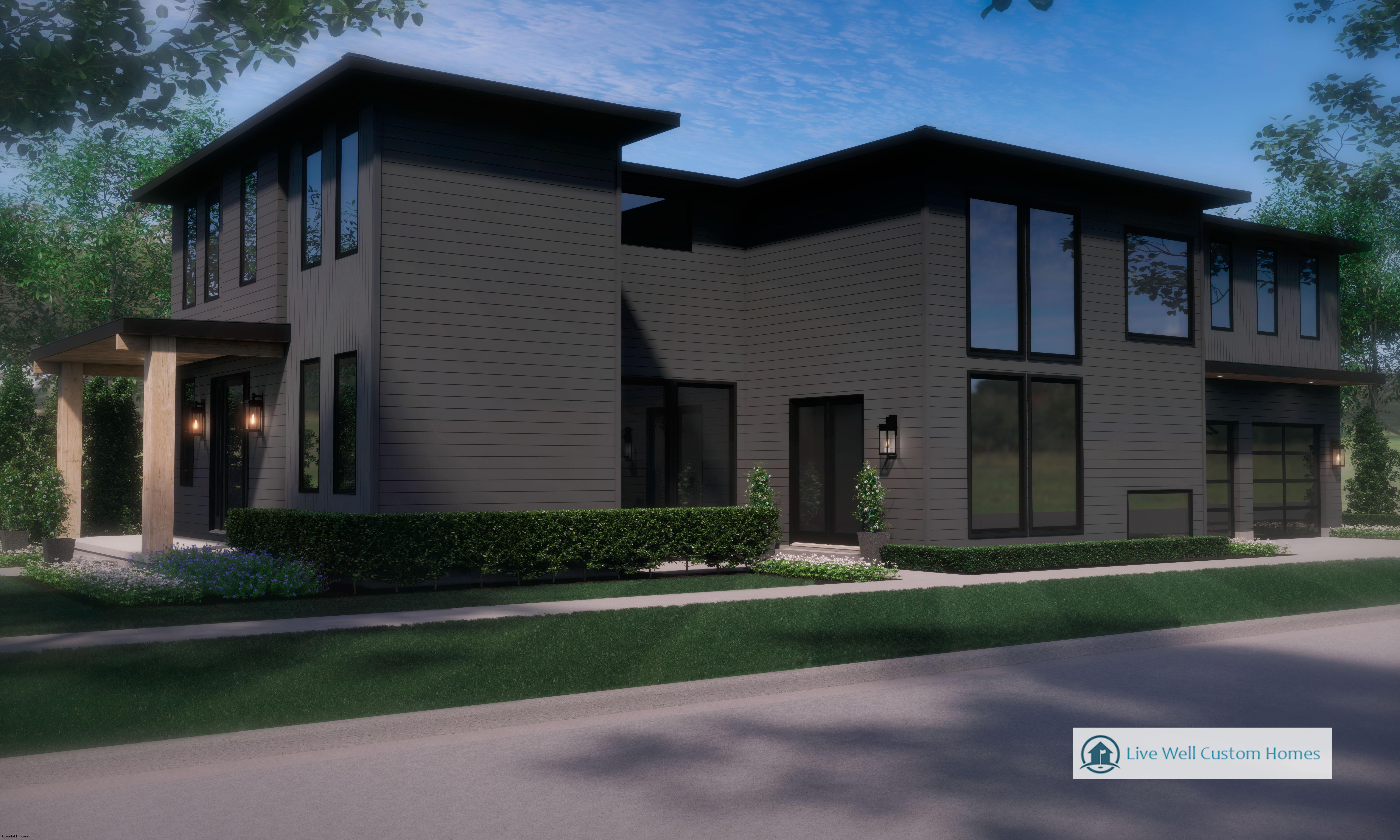 Modern 2 story 4 Br Colonial attached garage and courtyard